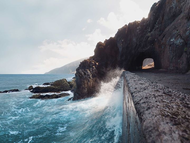 Coastal Waves and Cliff Tunnel