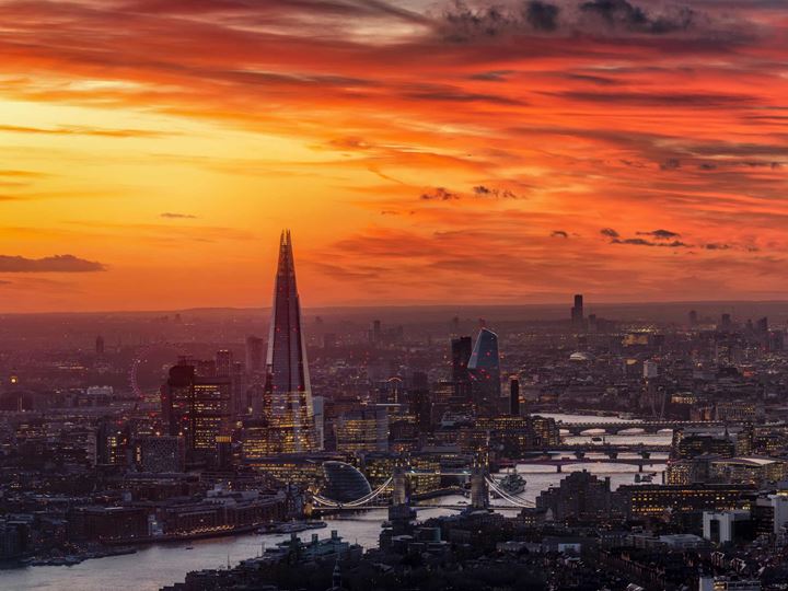 Sunset panoramic view London