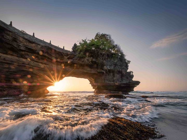 Sunshine through of rocky cliff