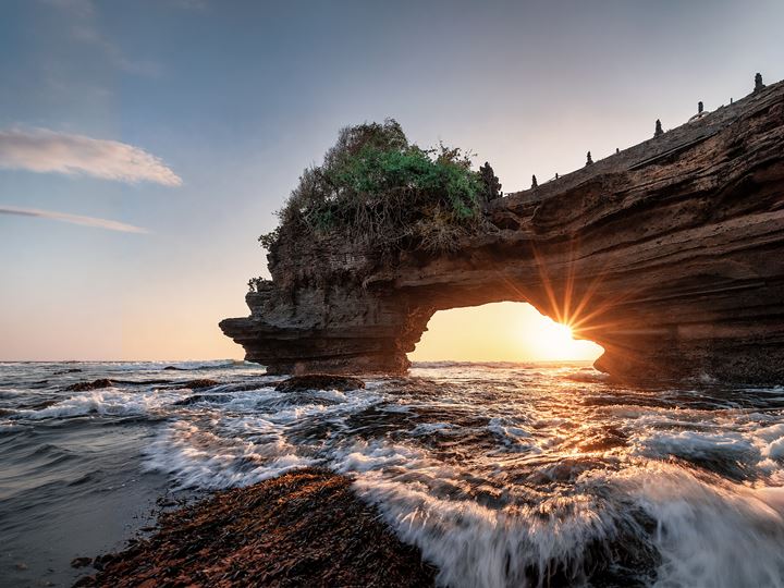 Sunshine through of rocky cliff